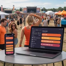 A ticket attendant allowing guests to enter a venue.