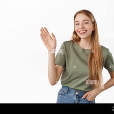 A person waving in a friendly greeting.
