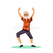 A person moving with energetic, lively enthusiasm.