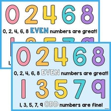 An educational display showing the even-number sequence 2, 4, 6, 8