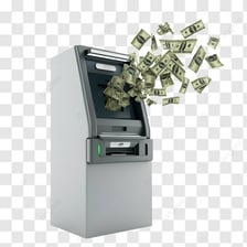 An automated teller machine dispensing cash.