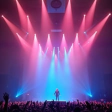 A popular performer surrounded by a large audience