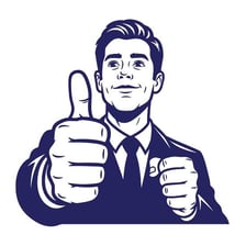 A person giving a thumbs-up to indicate approval of a good decision.