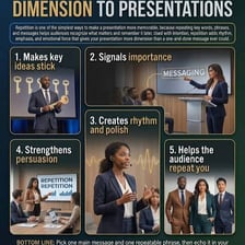 A presenter emphasizing and repeating a point to an audience.