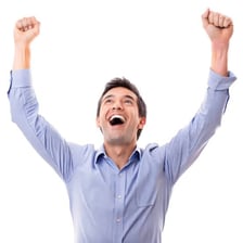 A person celebrating an exceptionally successful achievement.