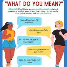 Two people in conversation, with one asking for clarification.