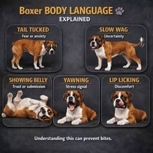 A Boxer dog showing its teeth in a warning snarl.