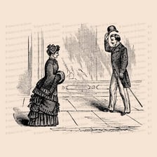 An old-fashioned illustration of a gentleman reacting with surprise.