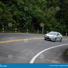 A vehicle making a very sharp turn.