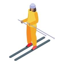 A skier using two ski poles on a snowy slope