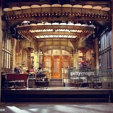 The Saturday Night Live stage set with performers.