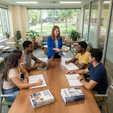 A student studying biology books in preparation for medical school