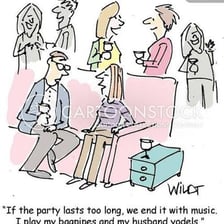 An illustration of a house guest lingering while a host waits.