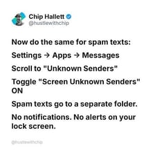 A phone displaying unsolicited text messages