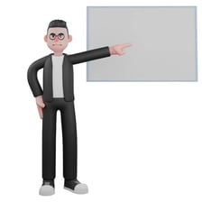 A person pointing emphatically during an “I told you so” moment.