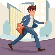 An illustration of a person hurrying away.