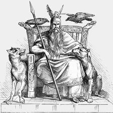 An artistic depiction of Odin, the Norse god.