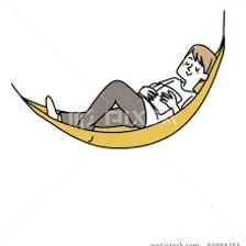 A person resting during a short nap in a hammock