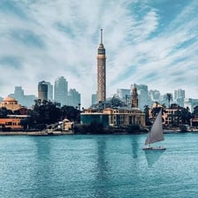 The Cairo skyline viewed from the Nile River