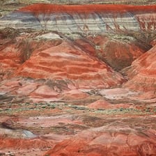 A layered, vividly colored desert landscape in Arizona.