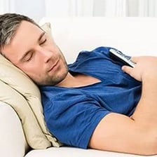A person resting during the day.