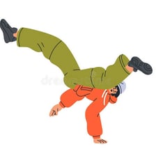 A person performing a single-hop dance move