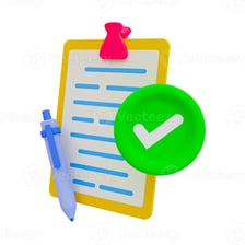 A document marked with an OK approval check mark.