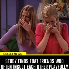 Two friends joking together in a playful exchange.