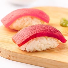 Slices of raw ahi tuna served as sushi
