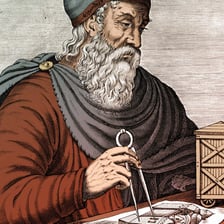 An illustration representing Archimedes, the ancient Greek mathematician.