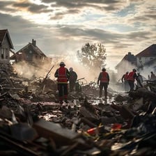 A chaotic scene showing the aftermath of a failed operation.