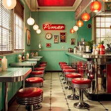 The interior of a classic American diner