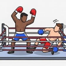 A boxing referee stopping a bout after a technical knockout.