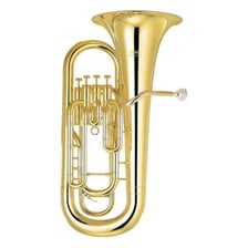 A large brass tuba musical instrument.