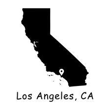 A map of California with Los Angeles marked.