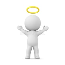 An illustration showing a glowing halo above a person's head.