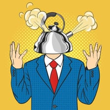 An illustration of a visibly angry person trying to contain their emotions.