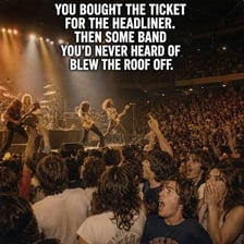 A music group performing onstage as the opening act