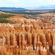 The orange hoodoo formations of Bryce Canyon National Park in Utah.