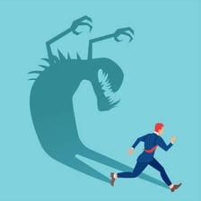 An illustration of someone holding off an approaching threat