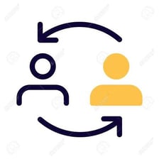 An illustration of two people exchanging their usual duties