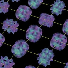 An educational illustration representing particles as tiny vibrating strings