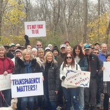 Residents protesting a proposed development in their neighborhood