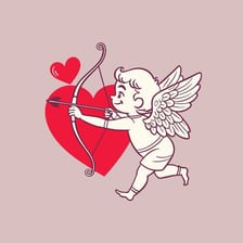 An illustration of Cupid aiming an arrow at a heart