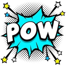 A comic-book punch accompanied by a POW sound effect.