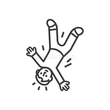 A person shown falling forward in a comedic face-first tumble