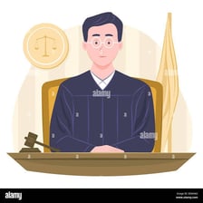 A judge's gavel on a courtroom bench