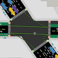 A city map showing streets crossing avenues.