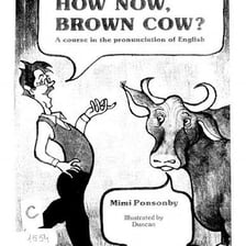 A speech-practice scene illustrating the phrase “How now brown cow”