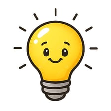 A cartoon light bulb used as a symbol for an idea